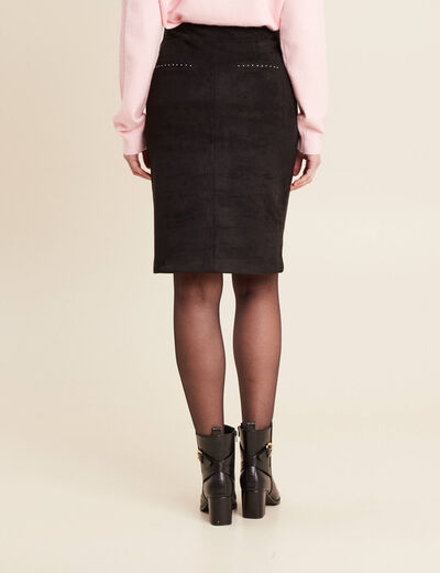 Jupe ajustée suédine noir femme