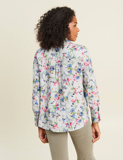 Chemise droite manches longues bleu femme