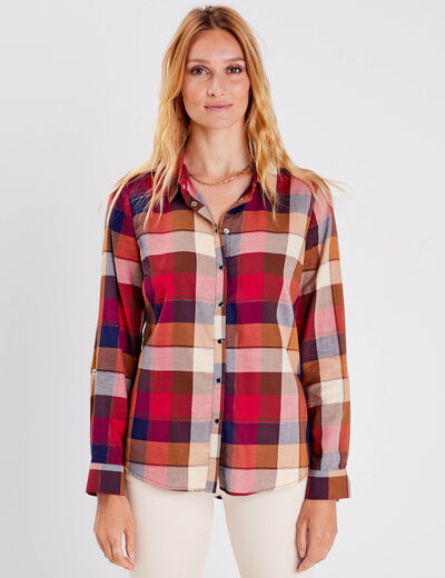 Chemise manches longues bordeaux femme