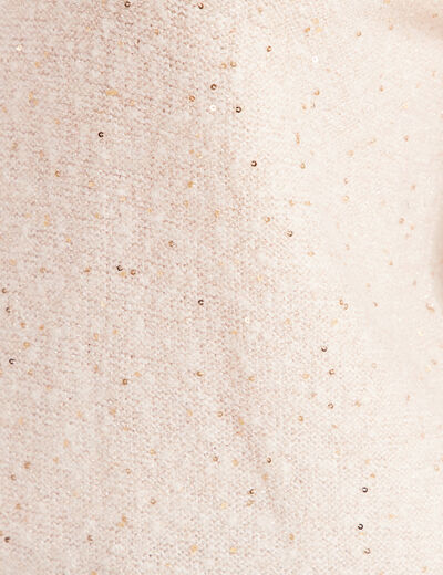 Pull col v manches longues &agrave; sequins couleur or femme