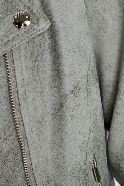Veste droite zippée vert clair femme