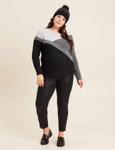 Pull manches longues gris foncé femme