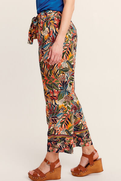 Pantalon flou multicolore femme