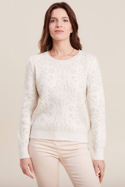 Pull manches longues blanc femme