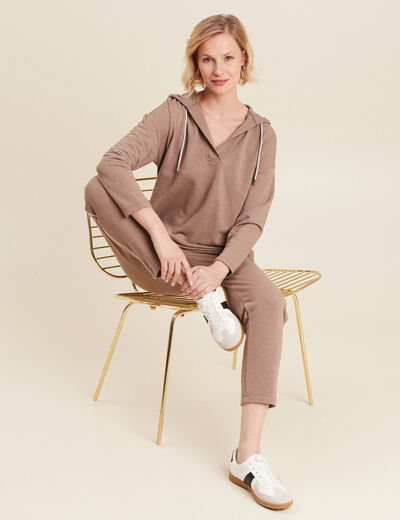 Pantalon jogging 7/8ème taupe femme