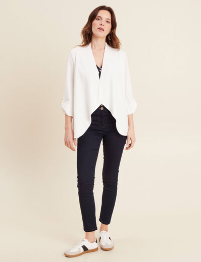 Veste esprit tailleur cascade ecru femme