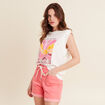 T-shirt sans manches ecru femme