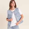 Veste cintr&eacute;e sans manches en jean denim double stone femme