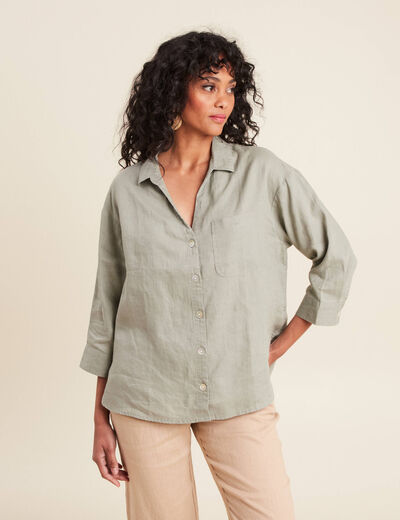 Chemise manches 3/4 vert clair femme