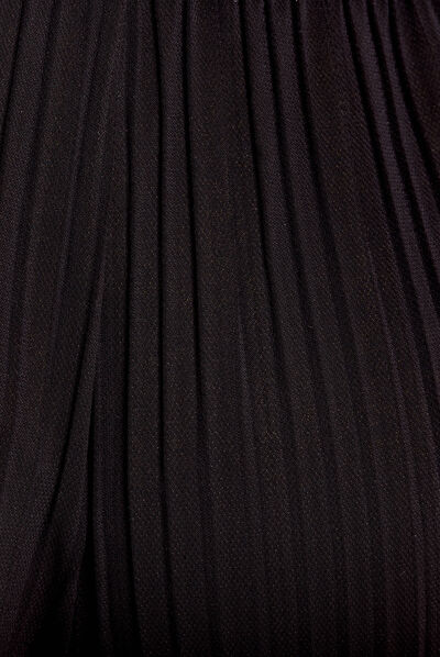 Pantalon large plissé 7/8ème noir femme