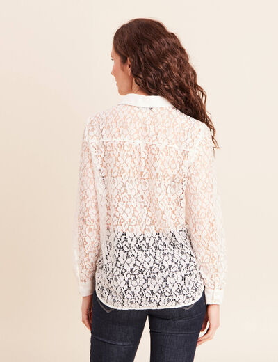 Chemise effet dentelle ecru femme