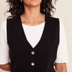 Gilet droit mi-long sans manches noir femme