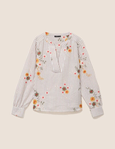 Blouse col v manches longues vert femme