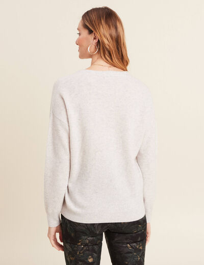 Pull en cachemire manches longues gris clair femme