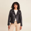 Veste esprit motard zippée noir femme