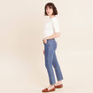 Jean coupe droite 7/8&egrave;me taille bascul&eacute;e bleu femme