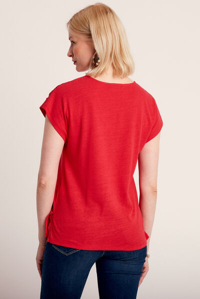 T-shirt manches courtes rouge femme