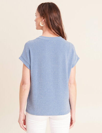 T-shirt manches courtes bleu gris femme
