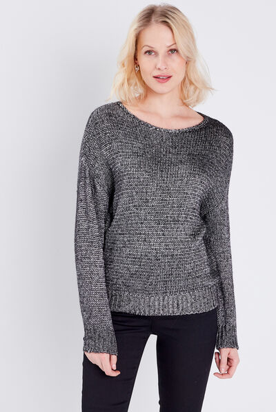 Pull manches longues gris clair femme