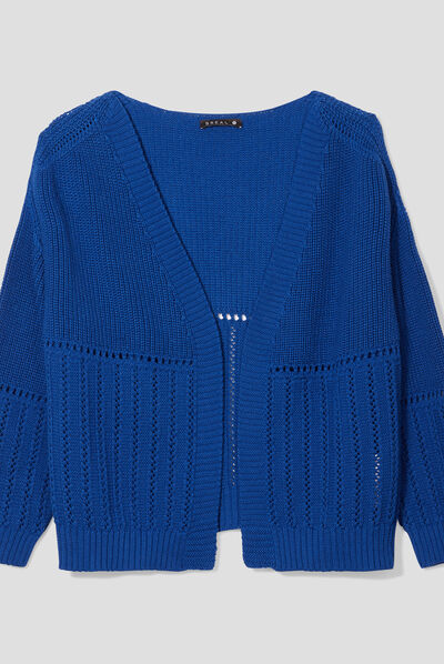 Gilet manches longues bleu electrique femme