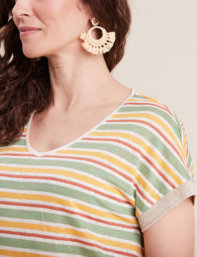 T-shirt manches courtes beige femme