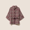 Poncho ceintur&eacute; boutonn&eacute; bordeaux femme