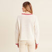 Pull manches longues ajouré ecru femme