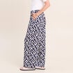 Pantalon large taille haute bleu femme