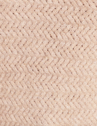 Pull col tunisien manches longues beige femme