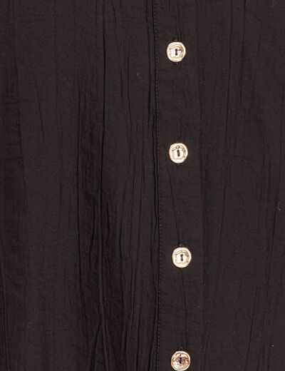Chemise col chemise manches courtes noir femme