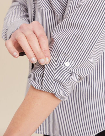 Chemise manches longues bleu foncé femme