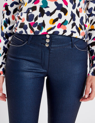 Pantalon ajusté aspect irisé bleu foncé femme