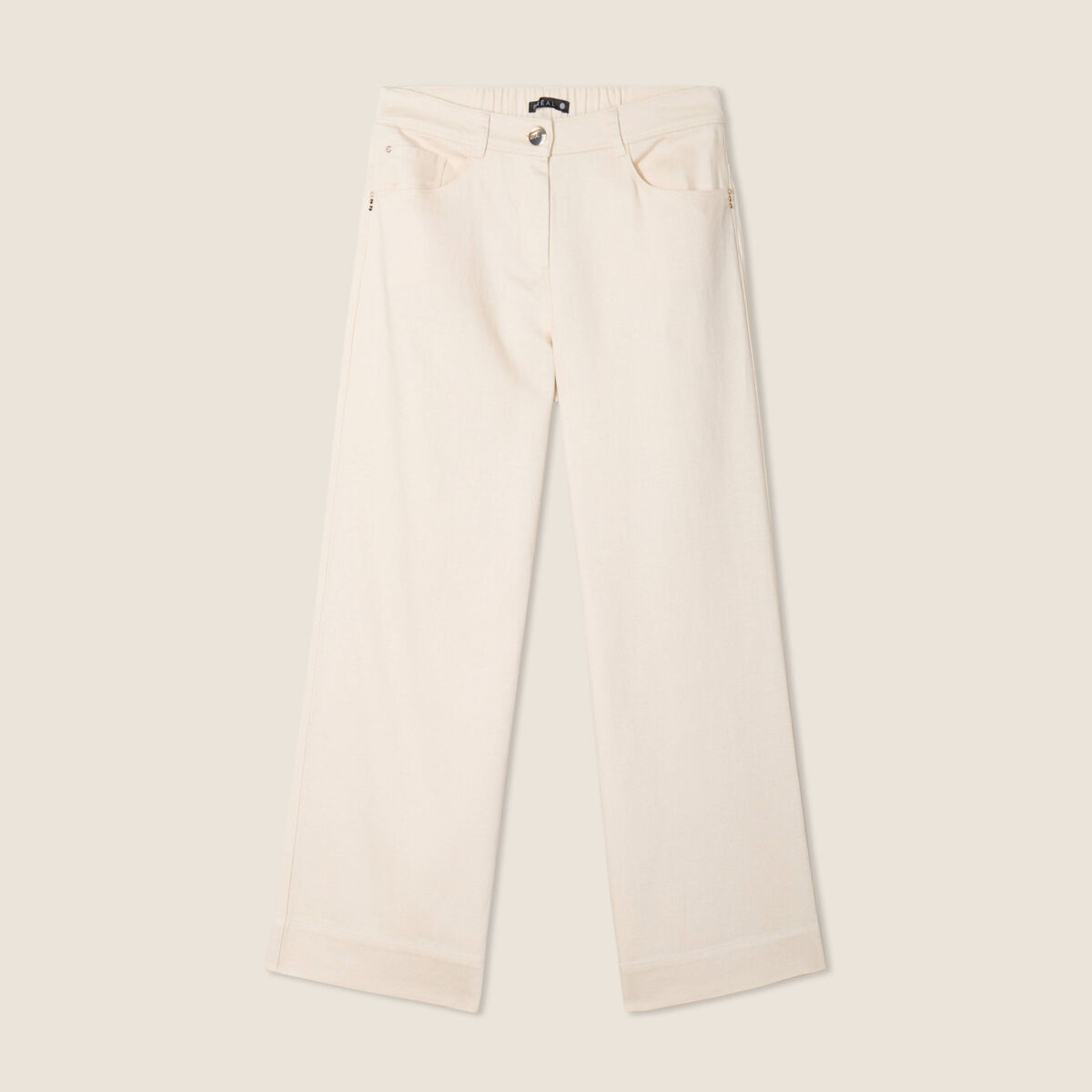 Pantalon large 7/8ème ivoire femme