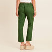 Pantalon flou ceinturé vert foncé femme