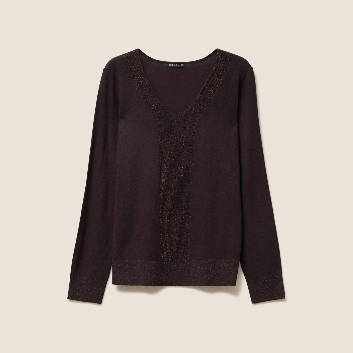 Pull manches longues marron foncé femme