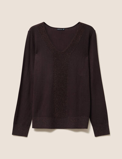 Pull manches longues marron foncé femme