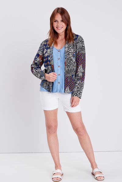 Veste droite avec col châle noir femme