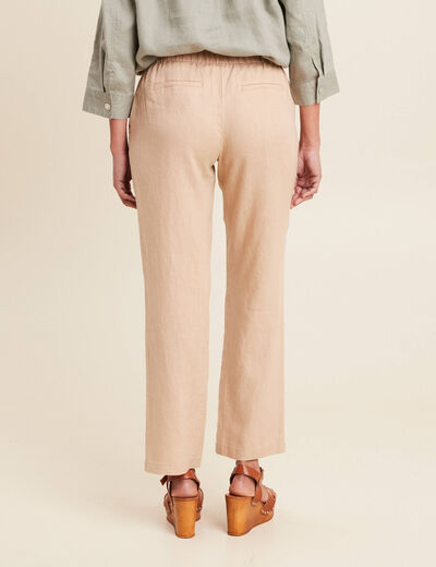 Pantalon flou 7/8ème en lin sable femme