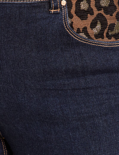 Pantalon ajust&eacute; taille bascul&eacute;e denim brut femme