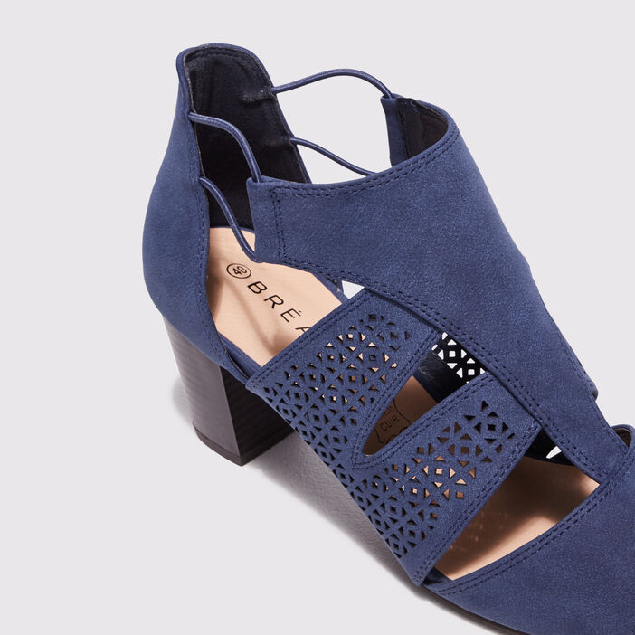 Sandales à talons perforées bleu marine femme
