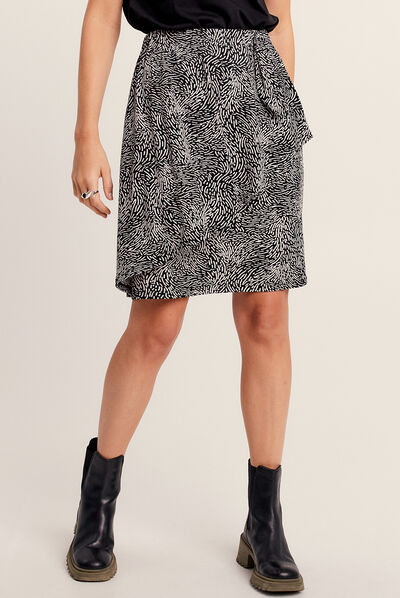 Jupe portefeuille noir femme