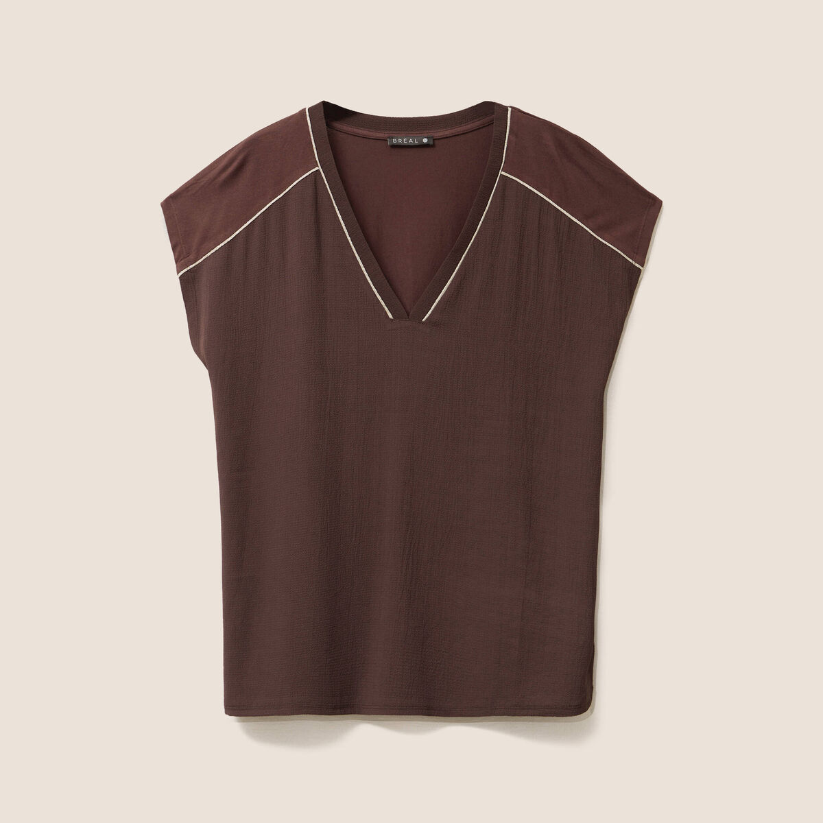 T-shirt manches courtes marron femme