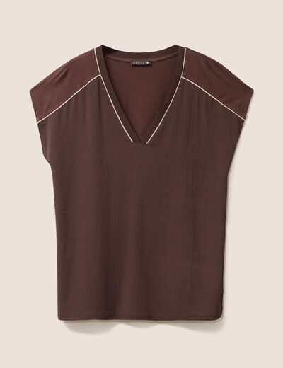 T-shirt manches courtes marron femme