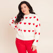 Pull col rond manches longues rouge femme