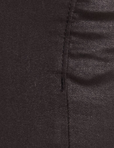 Pantalon ajusté enduit 7/8ème noir femme
