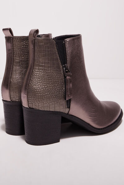 Bottines à talons irisées couleur argent femme