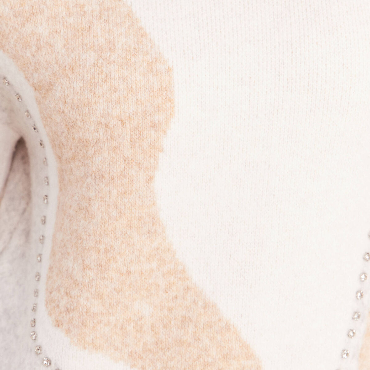 Pull col rond beige femme