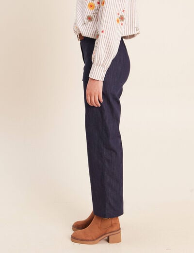 Jean cargo taille haute denim brut femme