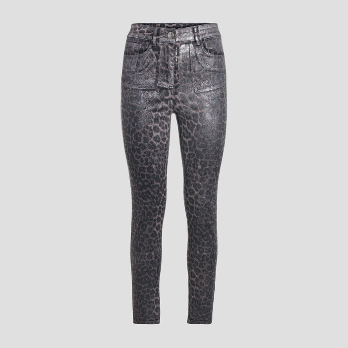 Pantalon ajusté taille haute gris foncé femme