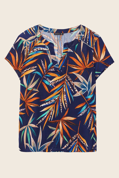 T-shirt manches courtes bleu marine femme